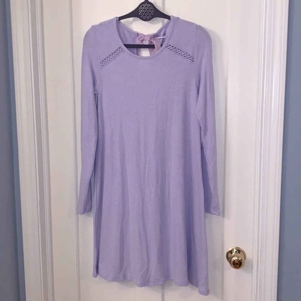NWT Francesca’s lilac dress w/ velvet-like back neck bow opening very soft XS